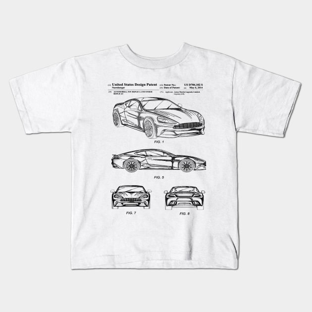 Aston Martin Patent Black Kids T-Shirt by Luve